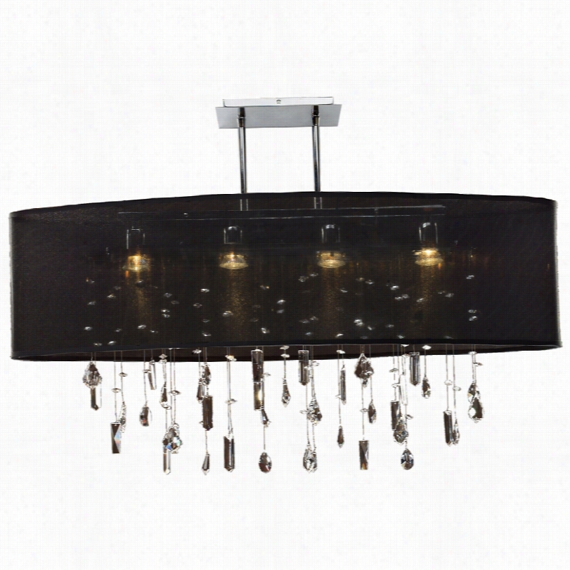 Contemporarylifestyles Silver With Oval Large Black Penddant Chandelier