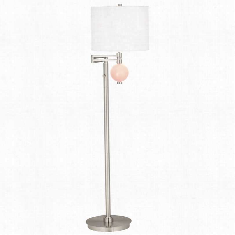 Contemporary Cloth Of Flax Pink Niko 58-inch-h Swing Arm Floorlamp