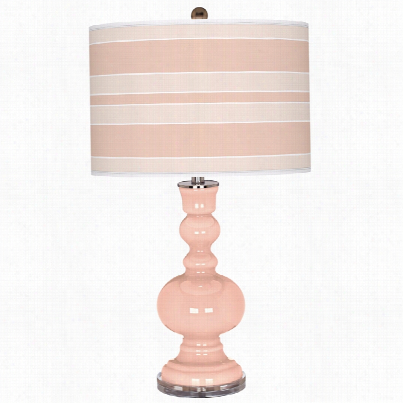 Contemporary Linen With Bold Strioe Drum Shade Color Plus Table Lamp