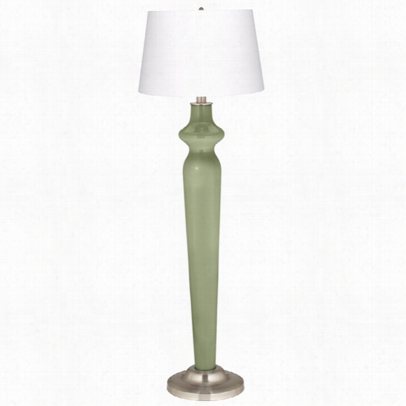 Contemporary Majolica Green With White Shade Lidoo  Color Plus Floor Lamp