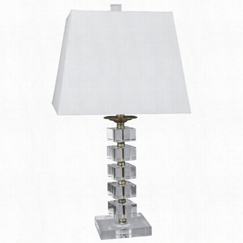 Contemporary Mmarquez Brass Stacked Cube Crystal 25-inch-h Table Lamp