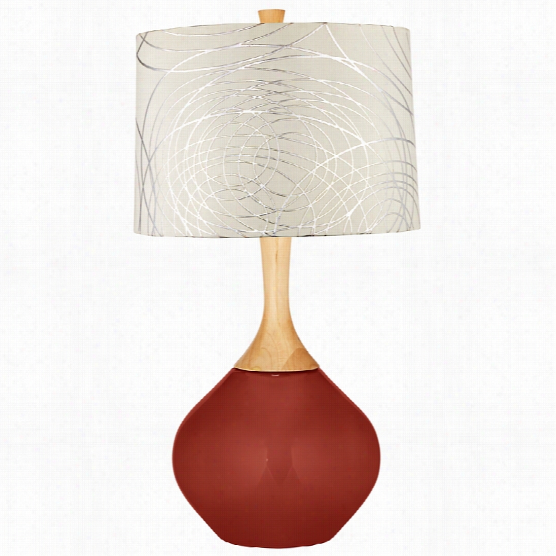 Contekporary Marsala Abstracy Silver Circles Sh Ade Wexler Table Lamp