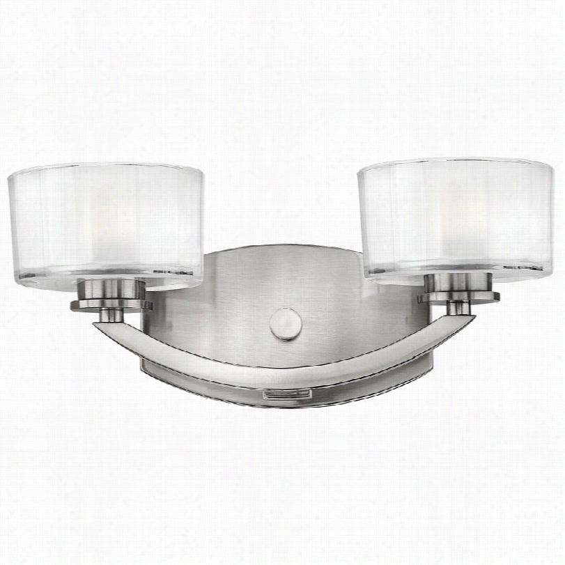 Contemporary Meridian Modern Nickel Two-light Hink Ley Bathroom Ligght