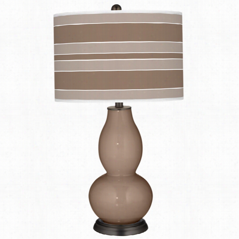 Contemporary Mocha Bold Stripe With Double Gourd Color Plus Table Lamp