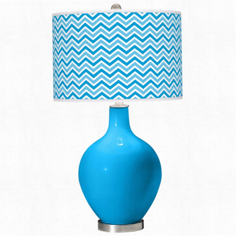 Contemporar Ymodern Narrow Zig  Zag Creation Of Beauty Shade Sky Blue Ovo Table Lamp