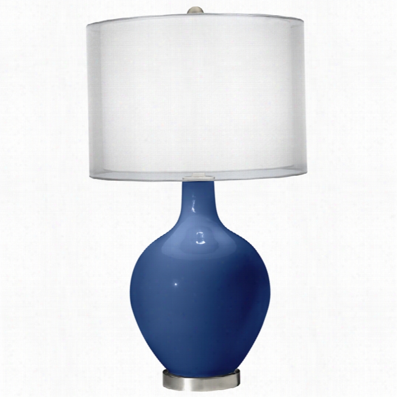 Contemporary Monaco Blue Sheer Silver 28 1/2-inch-h Ovo Table Lamp
