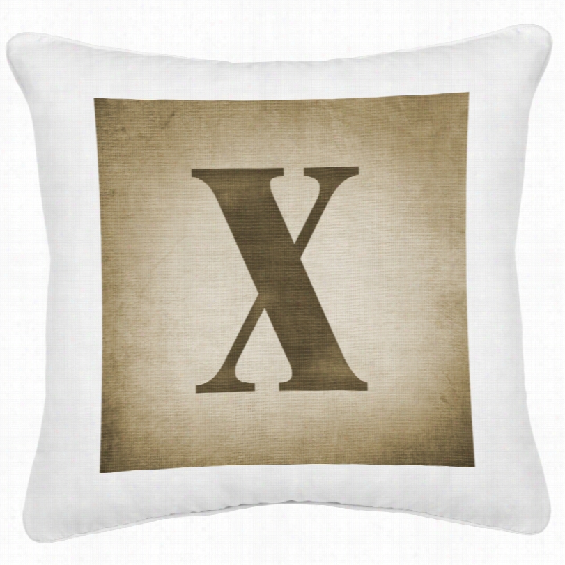 Cnotemporary Monogram X 18-inch Square White Canvas Decorative Pillow