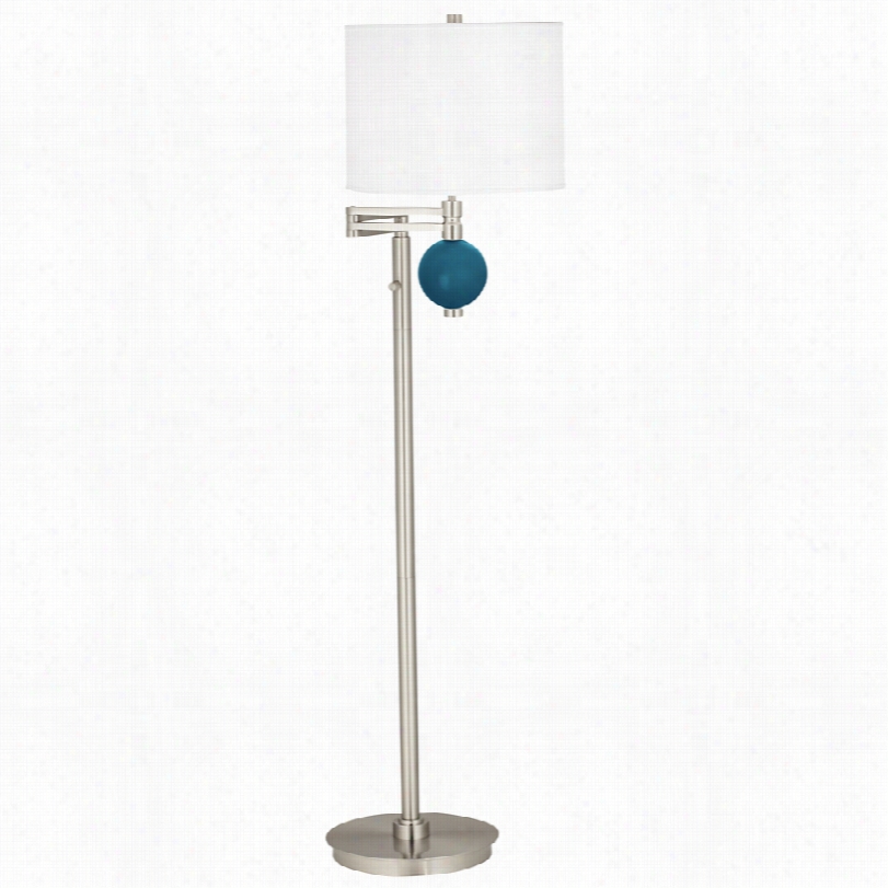 Contemporary Oceanside Blue Niko Swing Arm Floor Lamp
