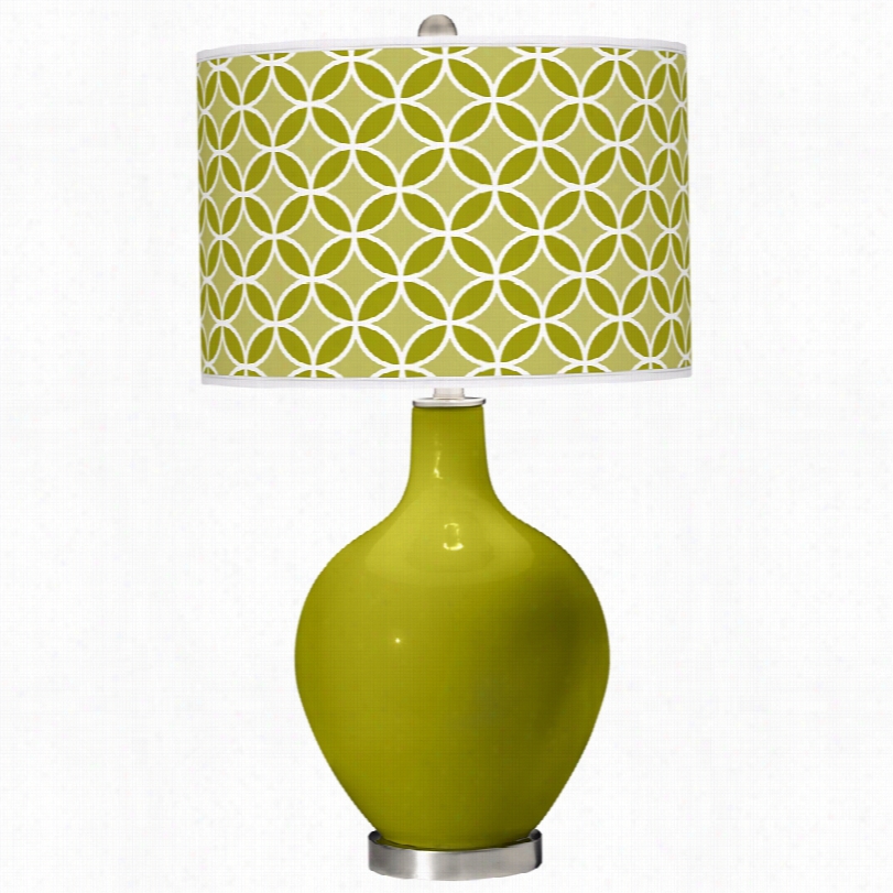 Contemporary Olive Green Cirrcle Rings 28-inch-h Ovo Table Lamp