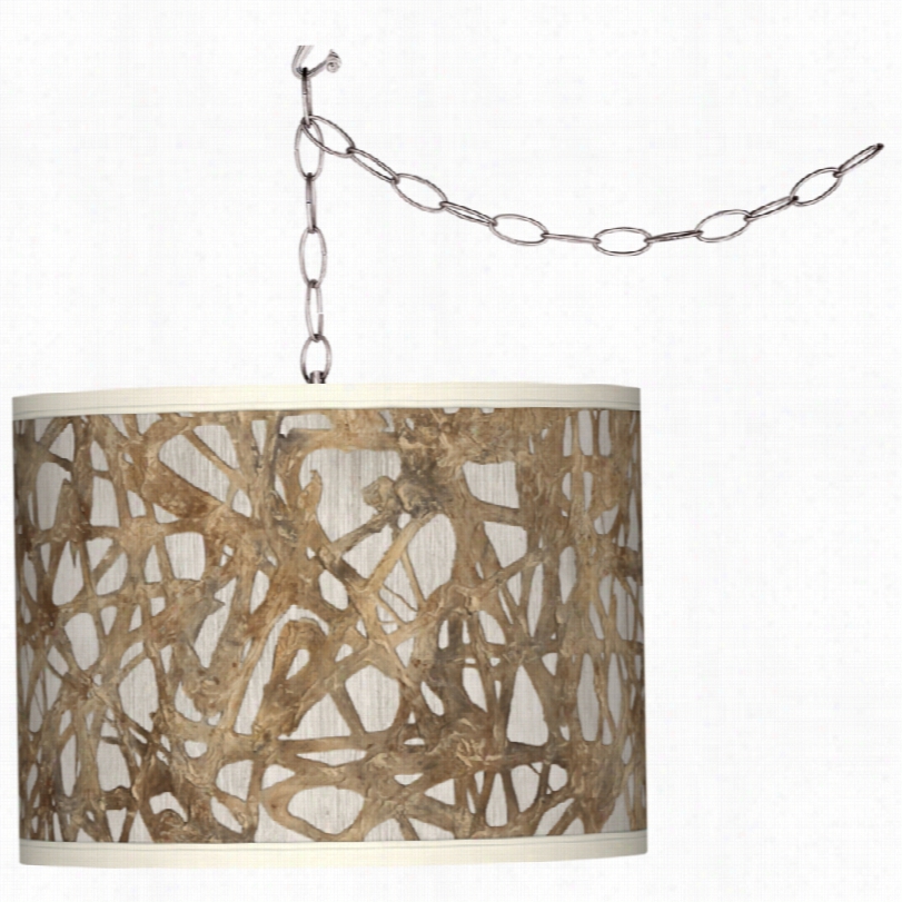 Contemporar Y Organic Nest Brushed Silver 13 1/2-inch-w Swag Pendant