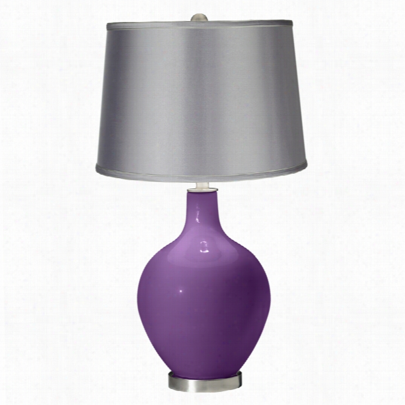 Contemporary Ovo Passionate Pu Rple Satin Lihgt Gray Color Plus T Cap~ Lamp