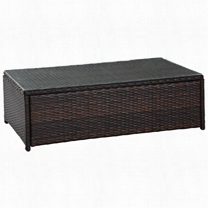 Contemporary Palm Harbro Glass-top Outdoor Wicker Cocktail Table