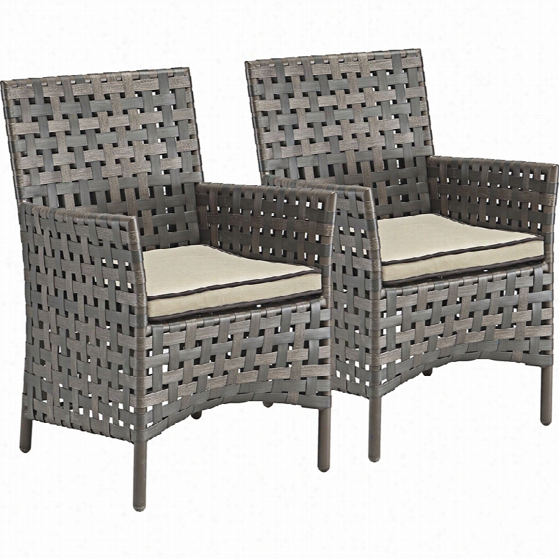 Contemporary Pinery Weathered Basket Weaave Zuo Outoor Dining Armchair