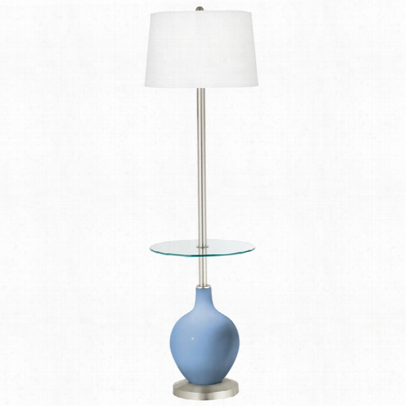 Contemporary Placid Blue Tray Table 59-inch-h Ovo  Floor Lamp