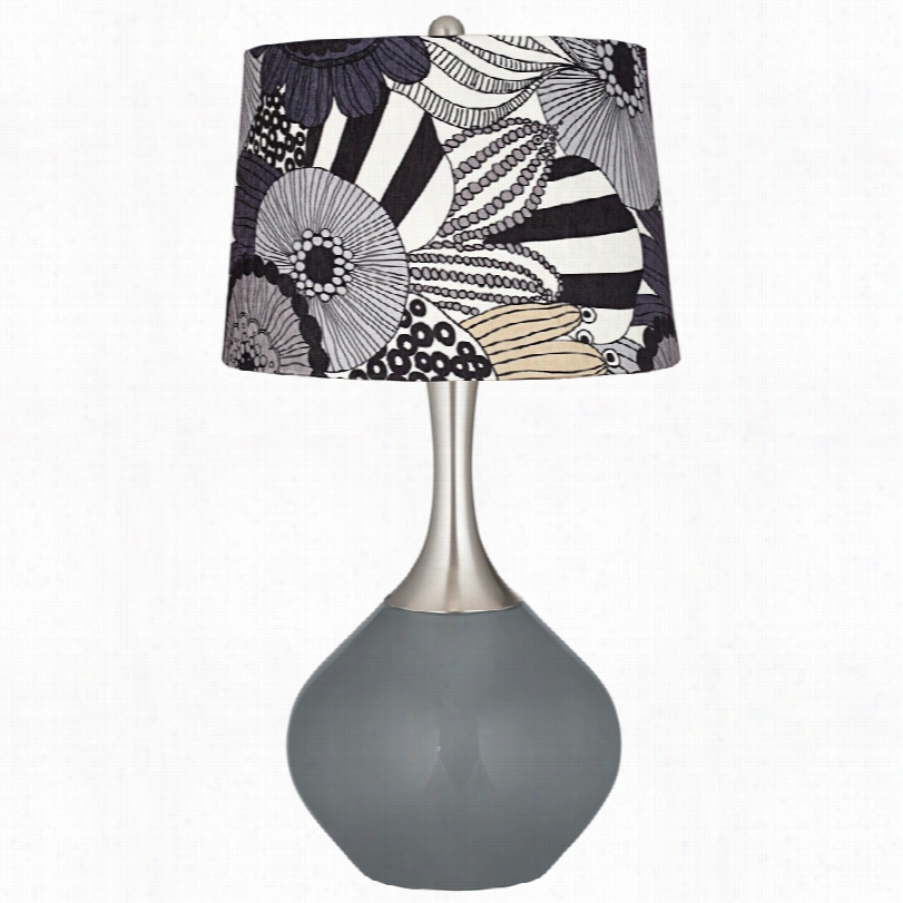 Contemporary Pop Art Gray Floral Obscure Software Gray Spencer Table Lamp