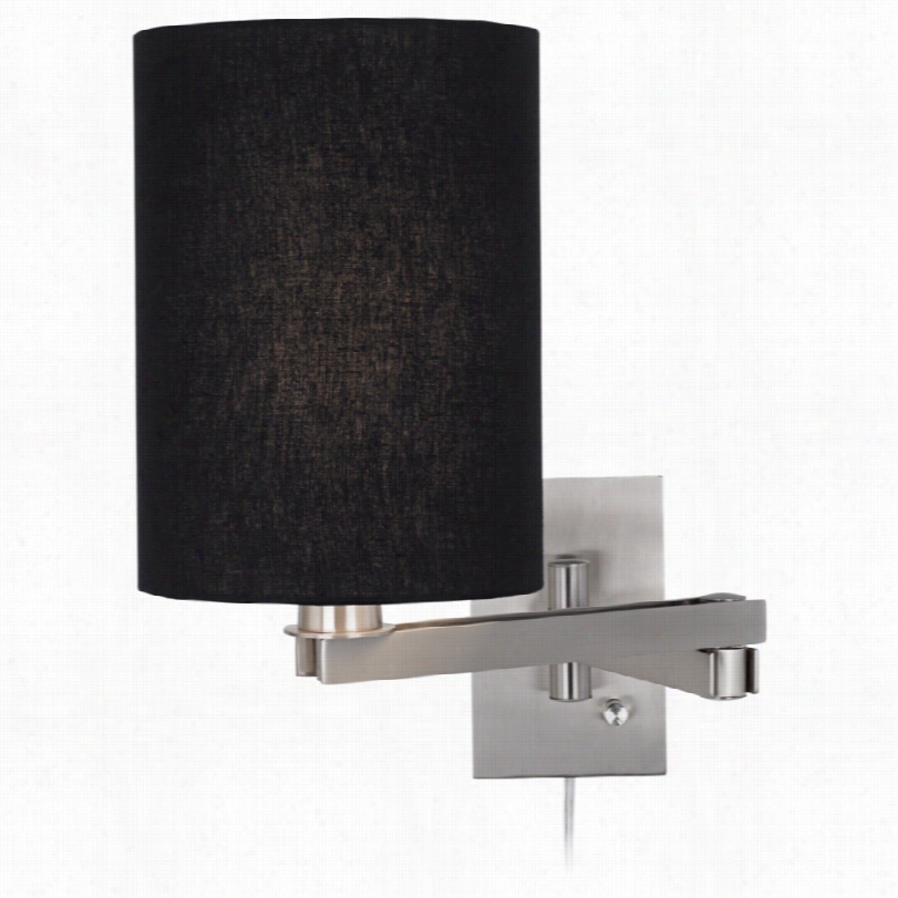 Contemporary Possini Euro Black Cylinder Brushed Steel Plug-in Wall Lamp