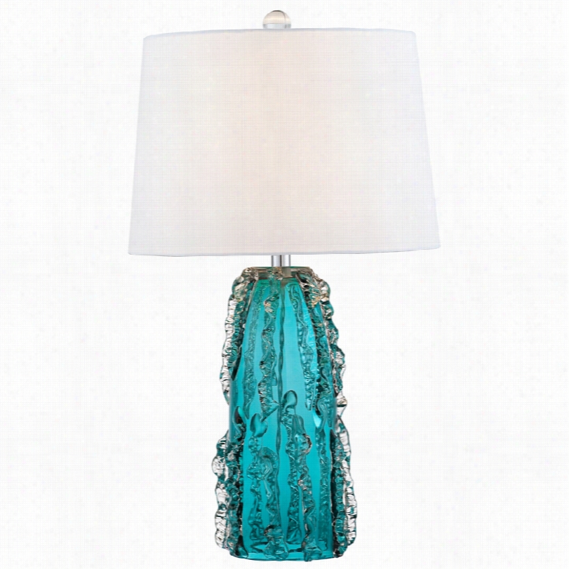 Contemporary Possini Euro Deborah Blue Art Glass  26 1/2-inch-h Tzble Lamp