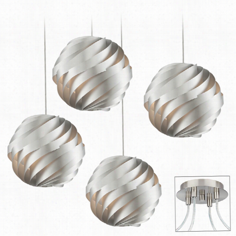 Contemporary Possini Euro Silver Waves Brushed Nickel Swag Chandelier