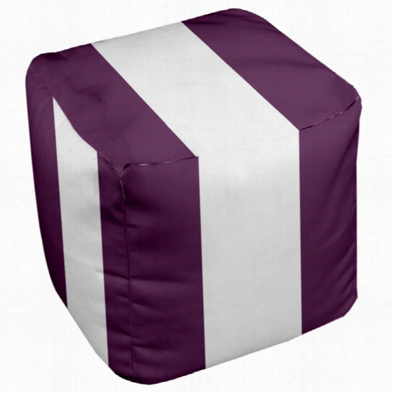 Cntemporary Purple Wide Stripe 18-inch Square Pouf  Ottoman