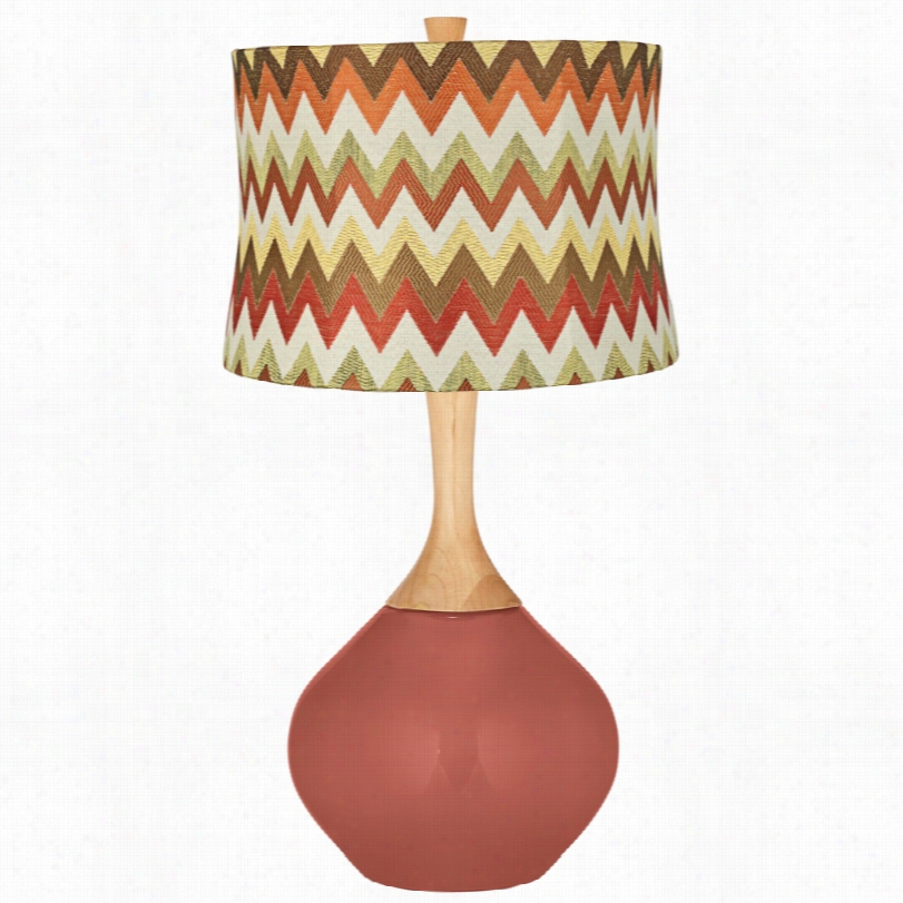 Contemporaary Red And Brown Chevron Shad Ebrick Paver Wexler Table Lamp