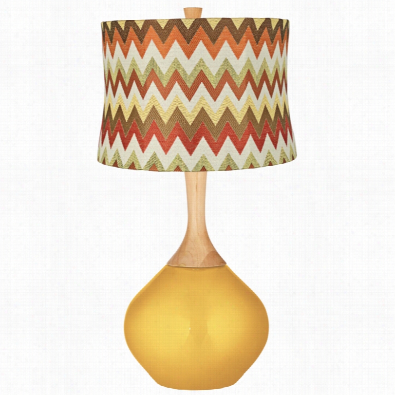 Contemporay Red And Brown Chevron Sunshine Metallic Wexler Table Lamp