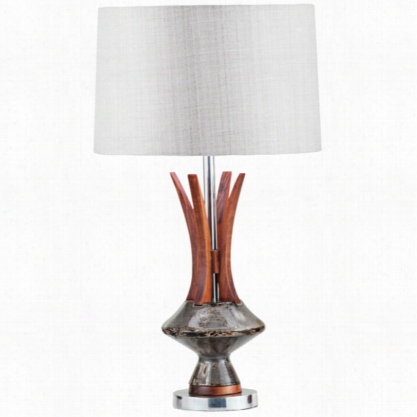 Contemporary Reina Walnut Gray Weathered Charvoal Onva Table Lamp