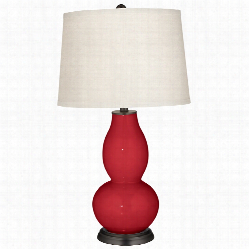 Contemporary Ribbon Red Double Gourd 29 1/2-inch-h Color Plus Table Lamp