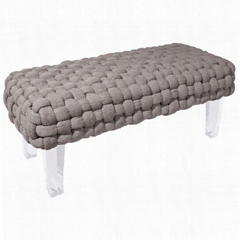 Contemporary Rojo 16 Funky-modern Plaited Gray Woven 20-inch-h Bench