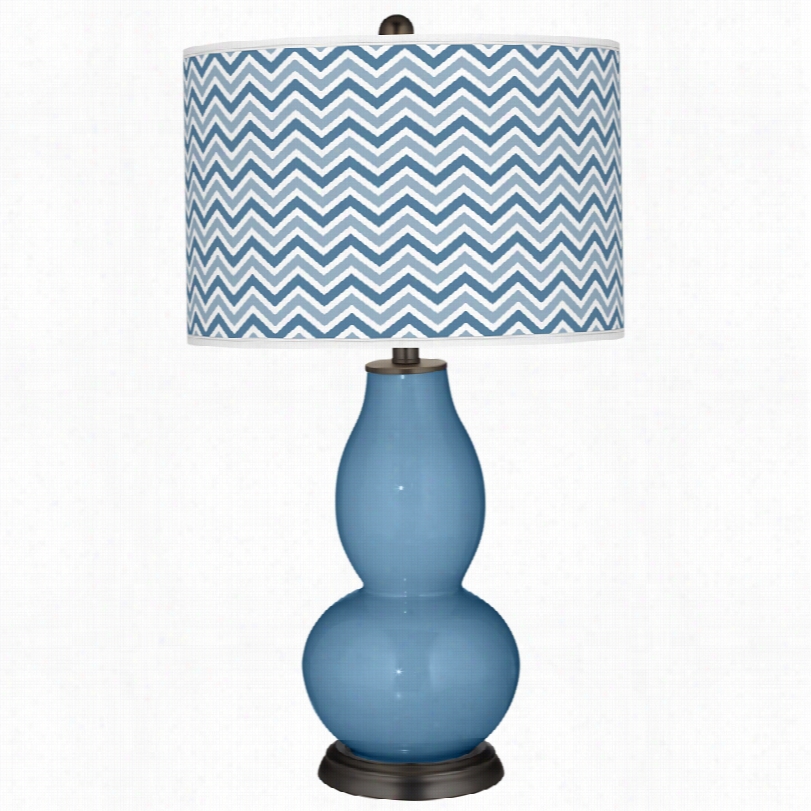 Conte Mporary Secure Blue Zig Zag With Double Gourd Color Plus Table Lamp