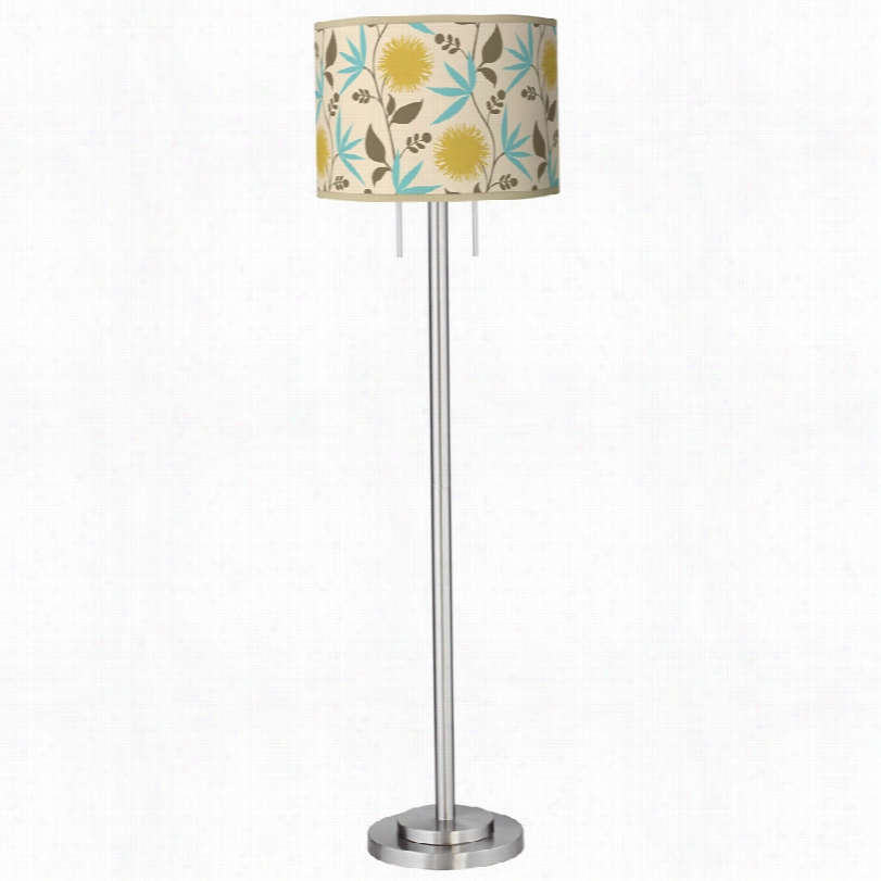 Contemporary Seedling Dahlia 63-inhc-h Brushed Nickel Garth Floor Lamp