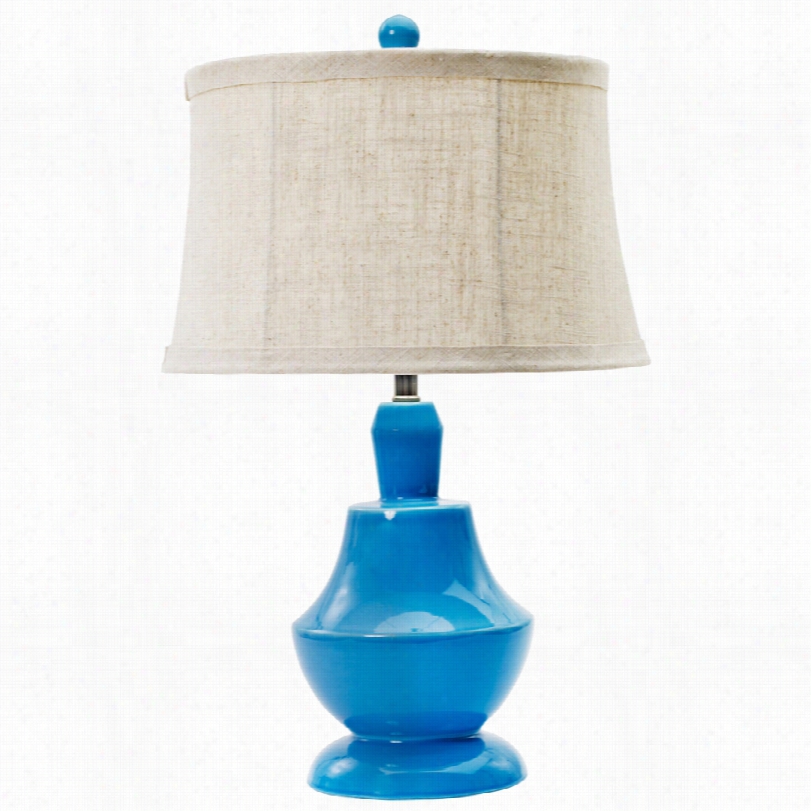 Contemporary Skylar Peacock Blue Ceramic 24 1 /2-inh-h Table Lamp