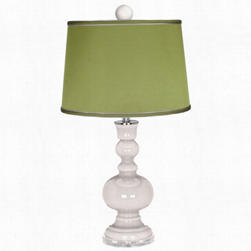 Contemporry Expert Wite Wth Satin Olive Green Shade Color Plus Lamp