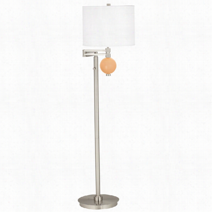 Contemporary Soft Apricot Niko Glass Ball Swijg Arm Floor Lamp