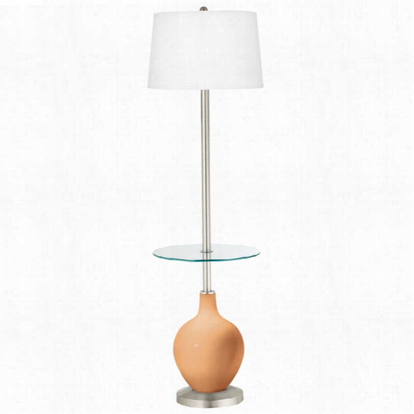 Contemporary Soft Apricot Ovo Glass Tray Table Floor Lamp