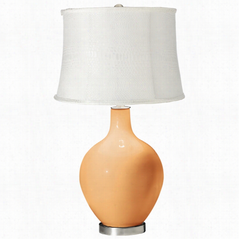 Contemporary Soft Apricot White Snake Drum Shade Ovo Table Lamp