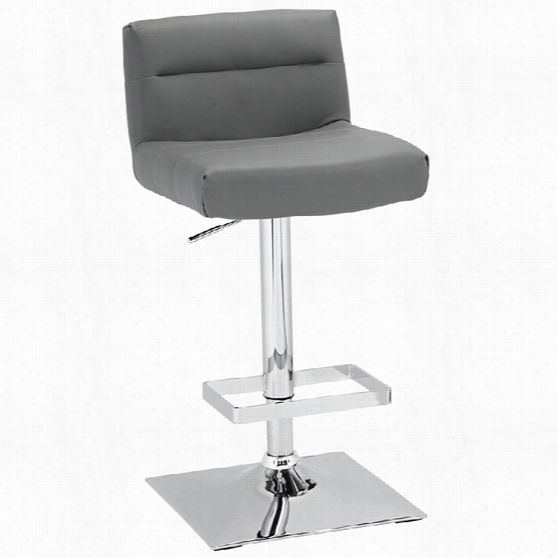 Contemporary Stafforrd Gray Faux Leeatheradjustable Height Barstool