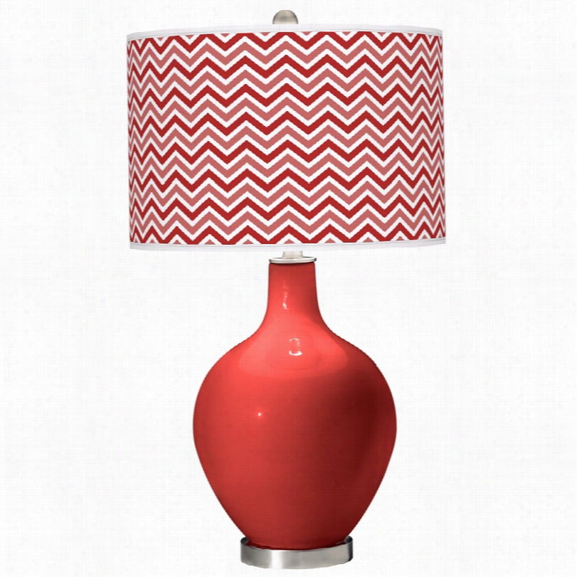 Contemporary Tseel Narrow Zig Zag Modern Cherry Tomato Ovo Table Lamp