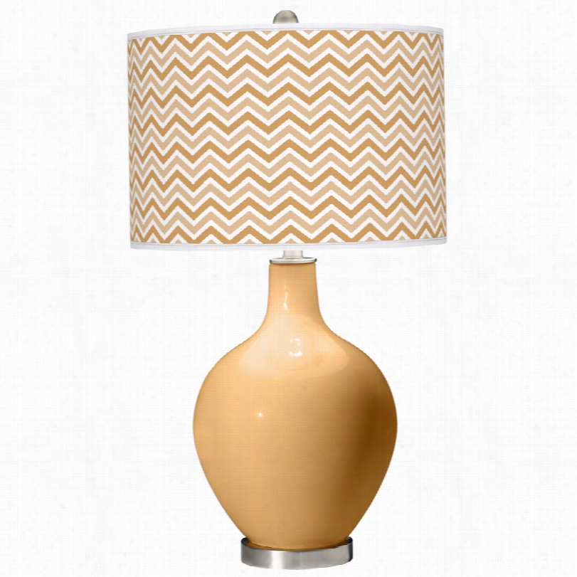 Contemporary Steel With Narrow Zig Zag Shade Harvest Gold Ovo Table Lamp