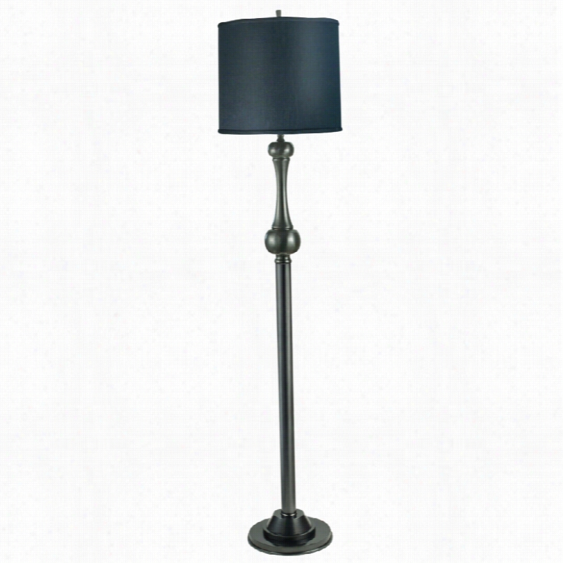 Contemporary Stiffel Black Shadow Drum Shade Floor Lamp