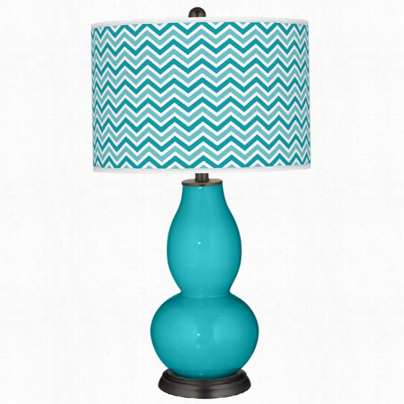 Contemporary Surfer Blue Pattern 29 1/-inch-h Color Plus Table Lamp