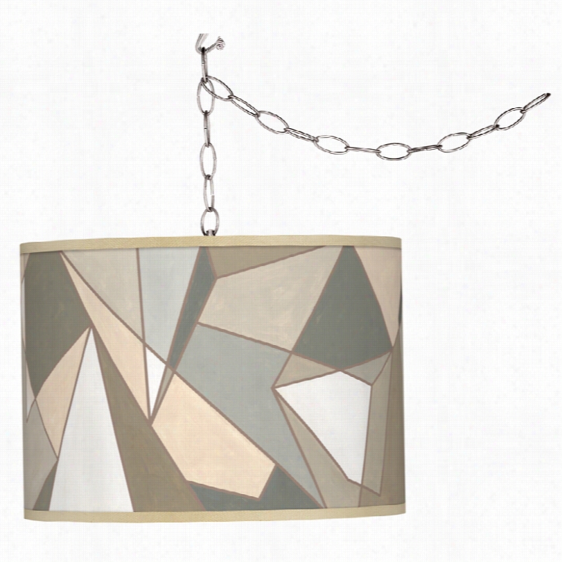 Contemporary Swag Style Modern Mosaic I Giclee Shade Plug-in Chandelier