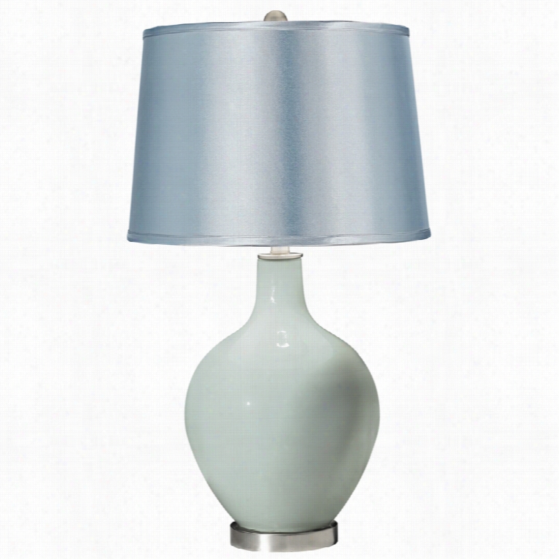 Contemporary Take Five Blue Sattin Pale Shade Ovo Tzble Lamp
