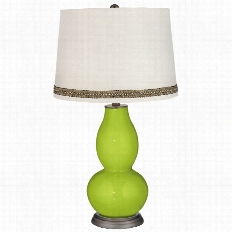 Contemporary Offer Shoots Double Gourd Table Lamp With Wave Braid Trim