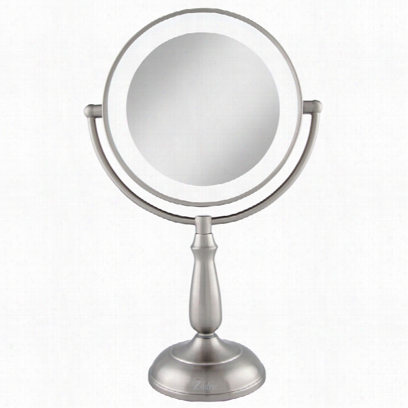 Con Temporary Otuch Nickel Led 1x/10x Standing Makeup Mirror-11x 17 1/4