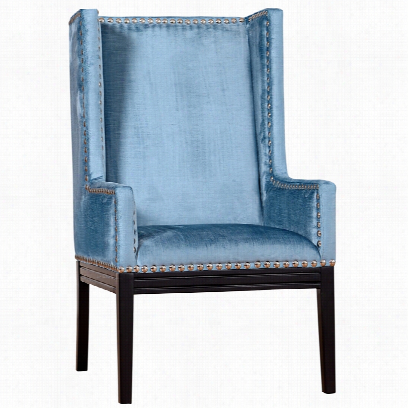 Contemporary Tribeca Wood Black And Blue Velvet Armchair