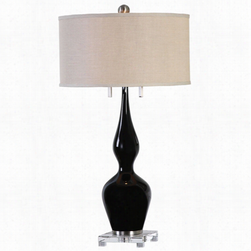 Conttemporary Uttermost Burilda Gloss Black Glass Table Lamp