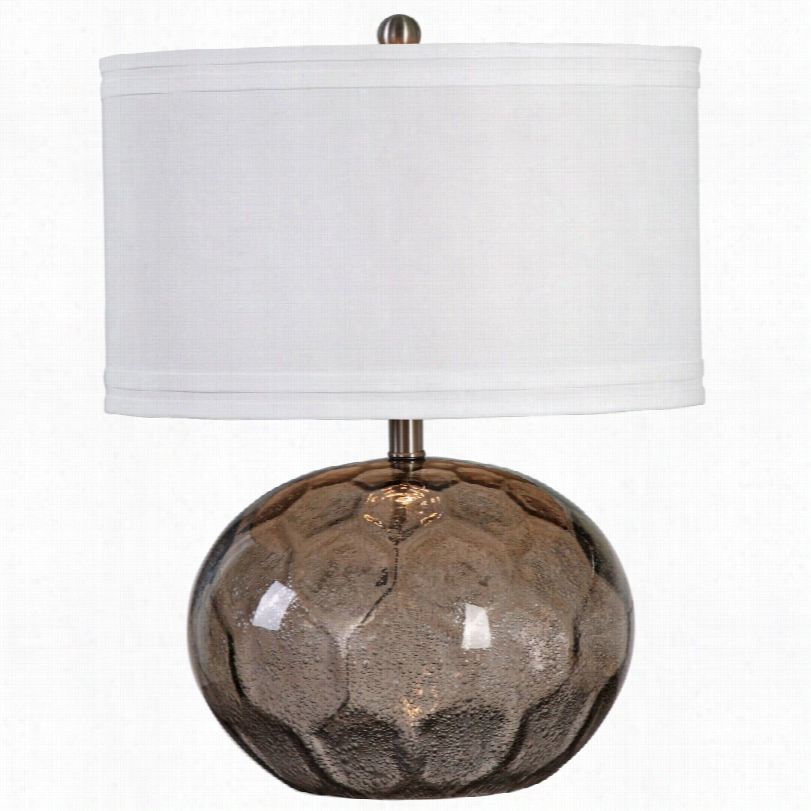 Contemporary Uttermost Jasperses Eeded Smoky Am Ber Glass Table Lamp