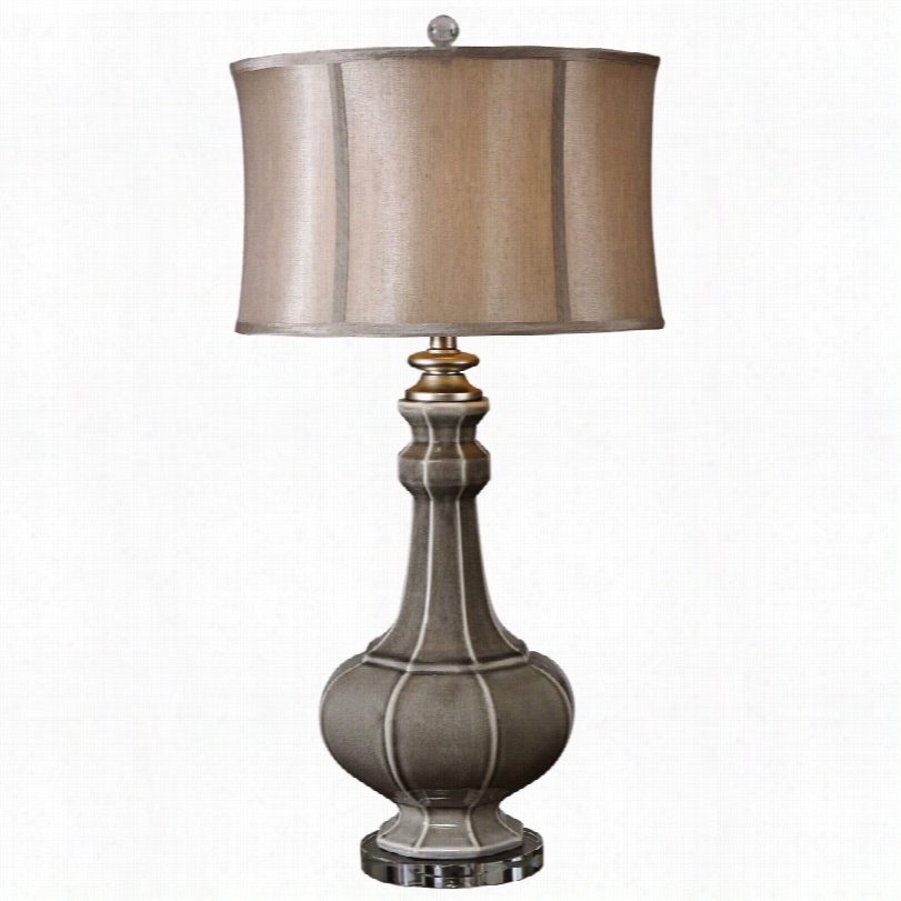 Contemporary Extreme Racimo Gray Intellect Hbronze Shade Ceramic Table Lamp