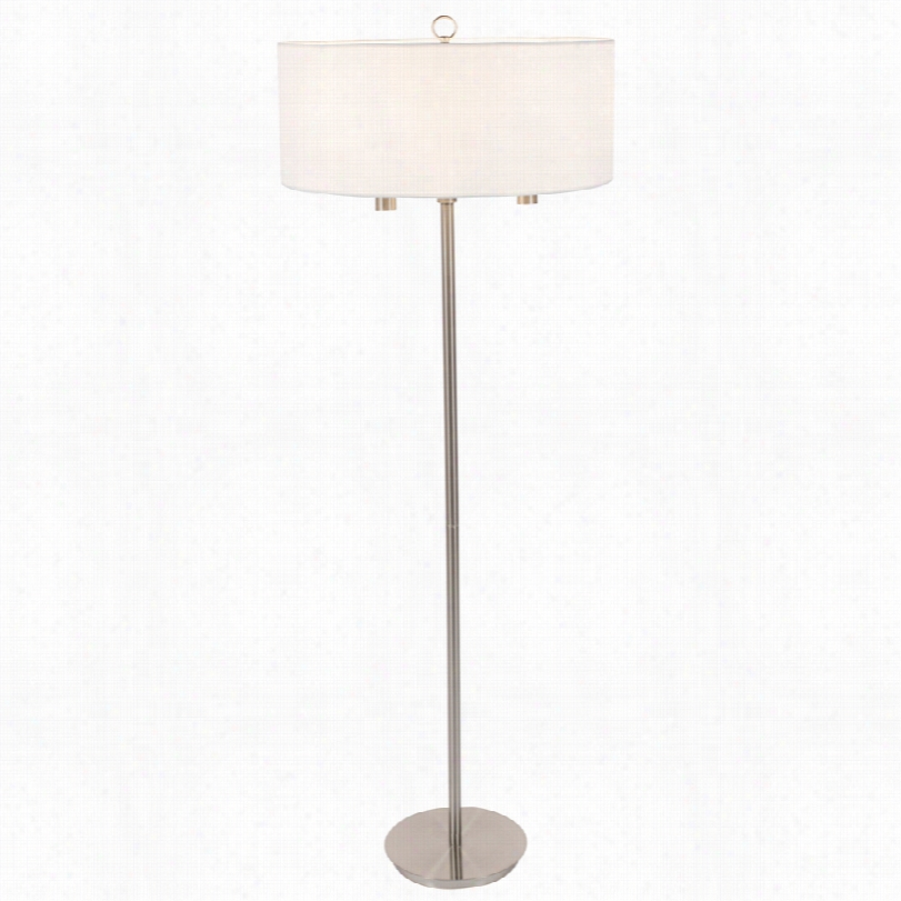 Contemporary Walker Nickel With White Linen Shade Floor L Amp