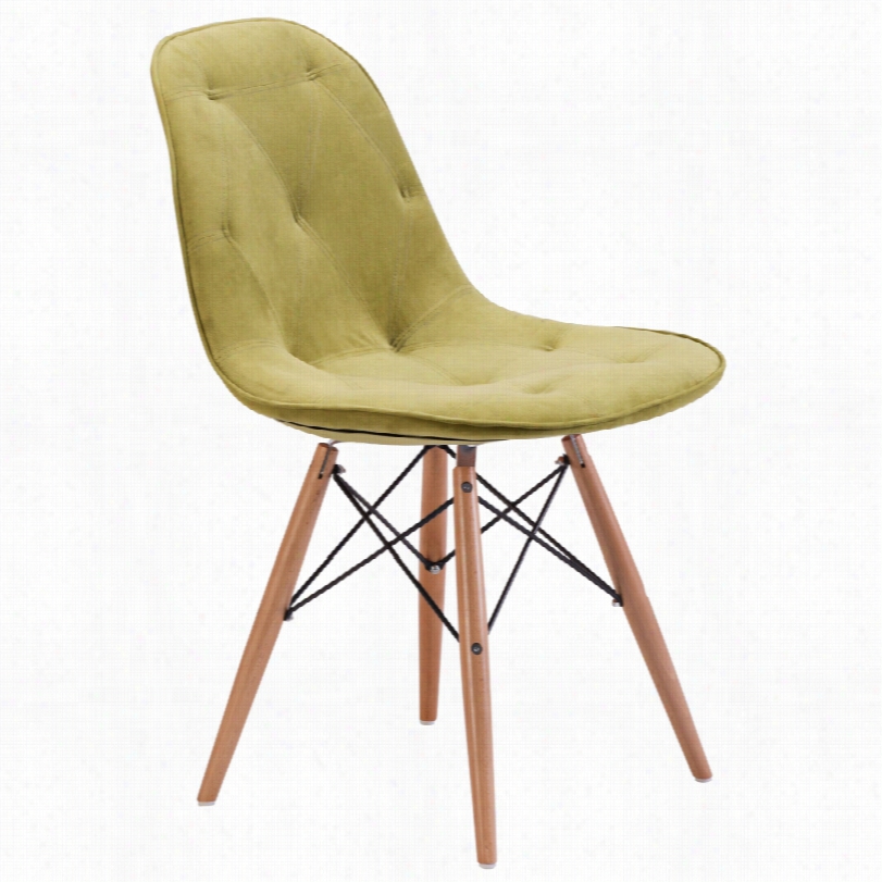 Cntemporary Zuo Pribability Green Velour Wood Chair